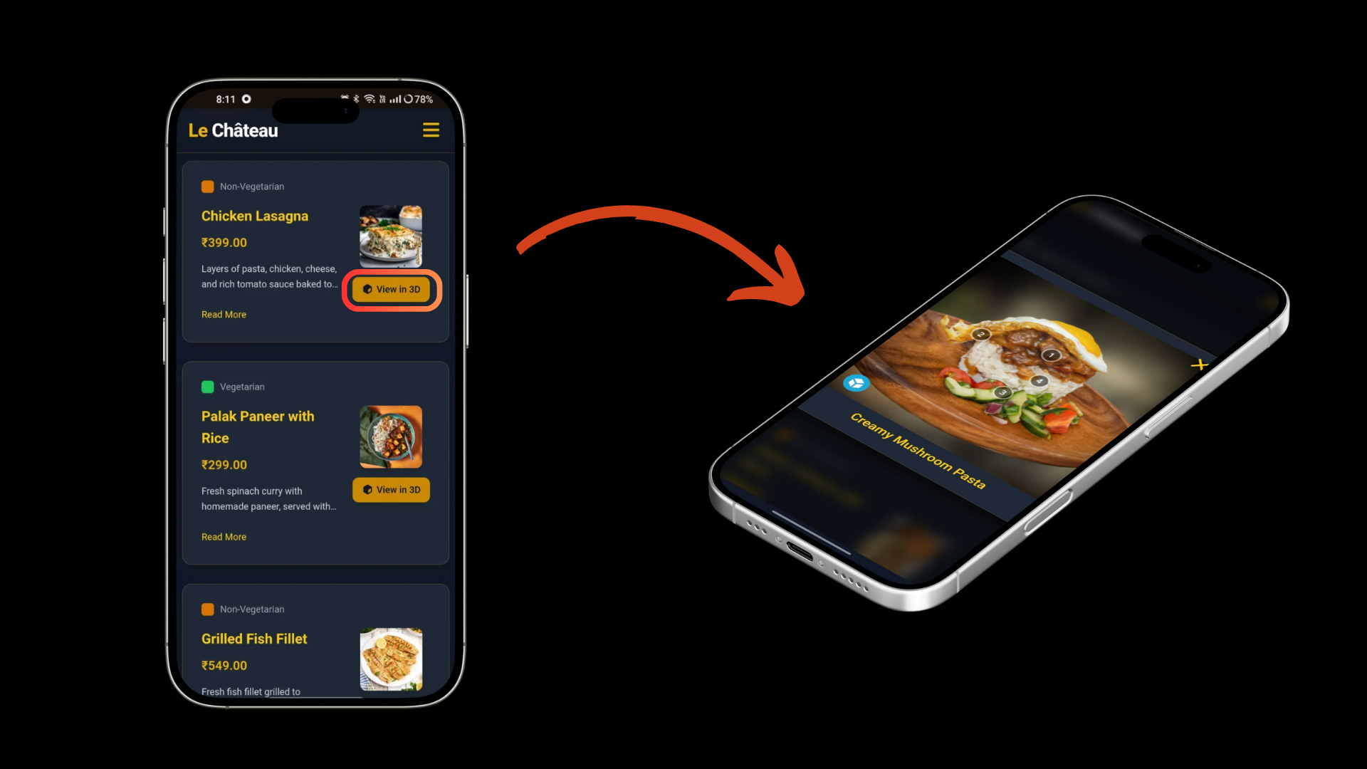 Interactive 3D dish preview